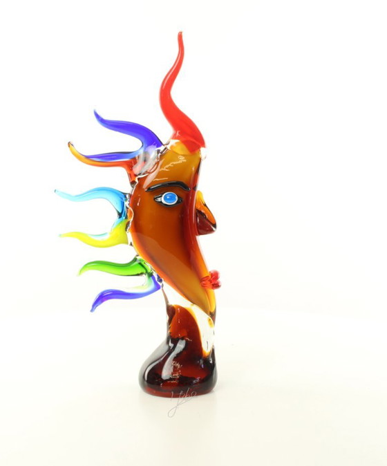 17,2 Pollici Volto di Luna Murano Picasso Stile Sculture in Vetro Arte Soffiata a Mano nuovo – Murano Glass (photo 8 of 15)