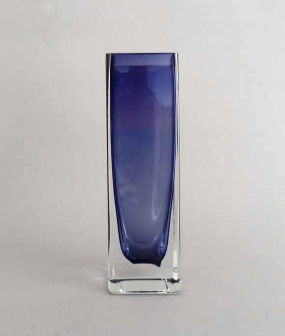 Image 1 of Kaj Franck modernistische geometrische Op-Art-Kobaltvase aus Nuutajärvi-Glas, 1964, Finnland