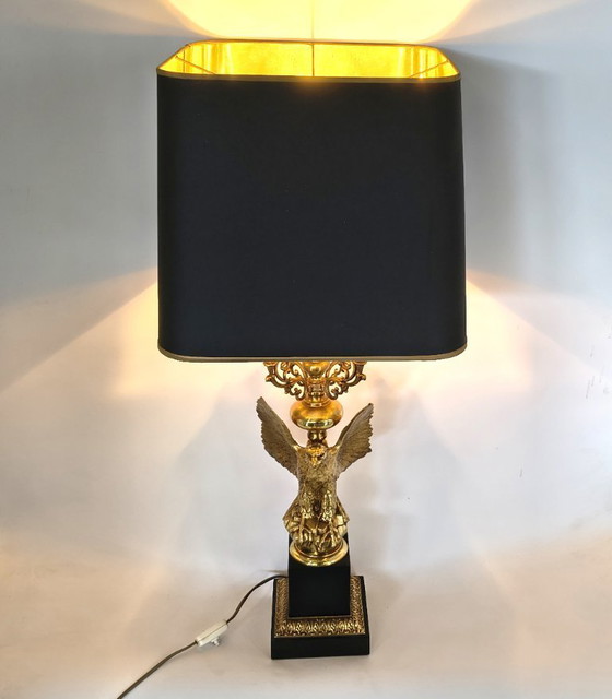 Image 1 of Empire style brass eagle table lamp by Lusterie Deknudt, 1970s