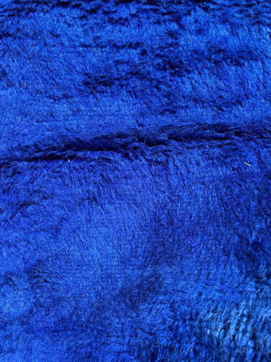 Image 1 of Blauer handgeknüpfter marokkanischer Teppich 210 x 300 cm – | Geometrischer moderner Teppich