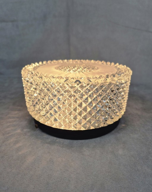 Vintage Mid-Century Pressed Glass Flush Mount Ceiling Light E27 19.5cm Retro Lamp