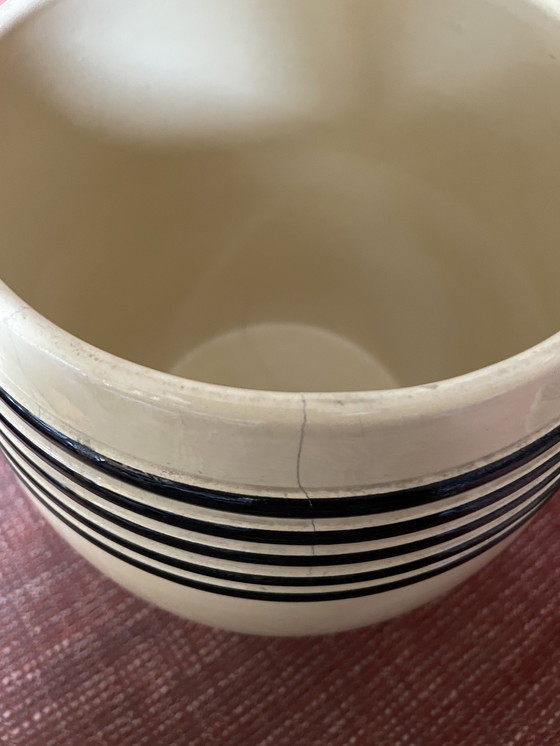 Image 1 of 3 bocaux de rangement antiques en grès ferreux jaune avec noir/bleu Petrus Regout & Co Maastricht