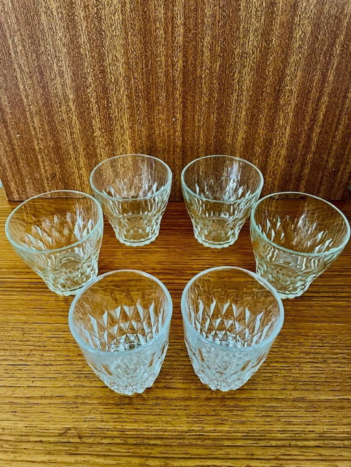 Vintage, Diamond Cut Water Glasses, Vereco / Duralex, France