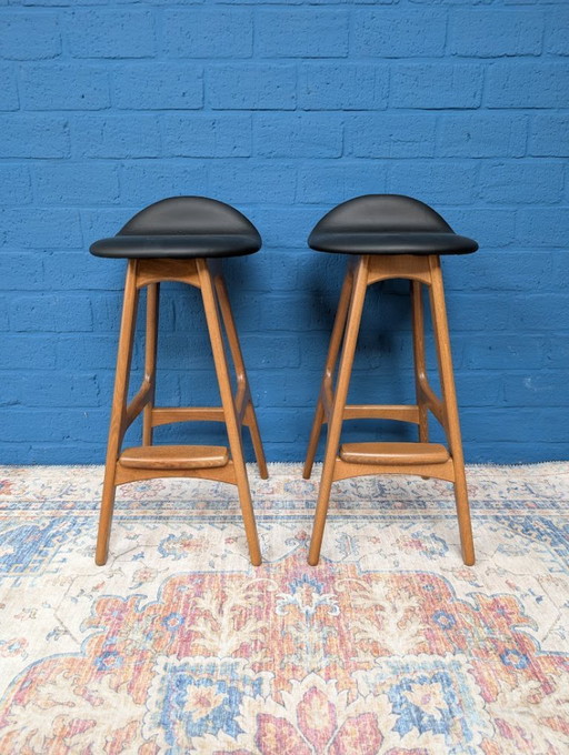 2x taburetes de bar Erik Buch, Hammel Møbelfabrik, diseño danés