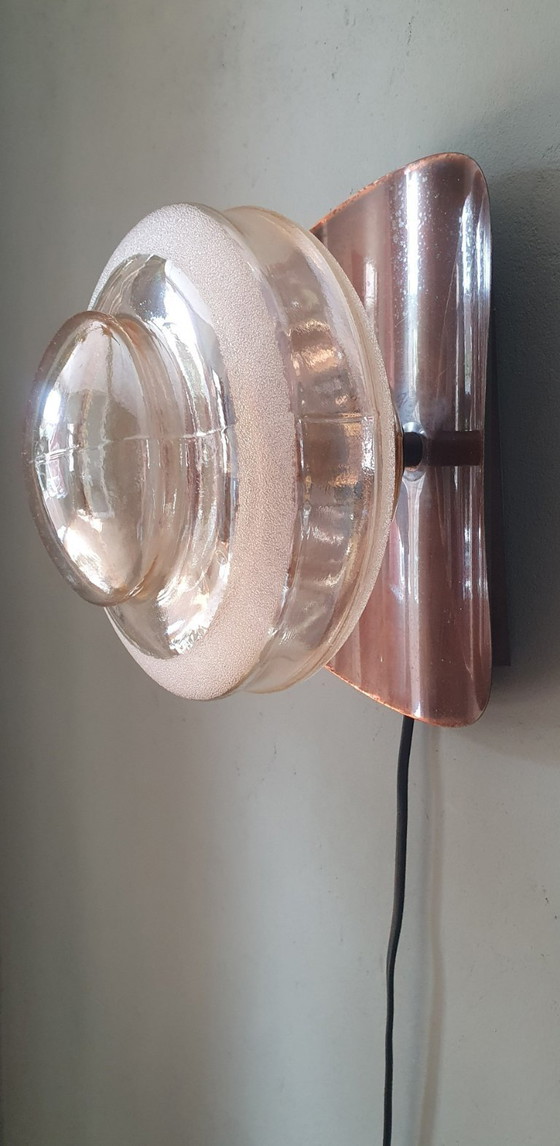 Image 1 of Lampada da parete vintage in rame e vetro - Jugoslavia - Metà secolo