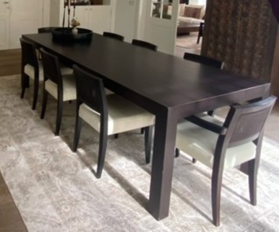 Luxury Meridiani dining table with 8 matching chairs – Dining set, Wood (photo 4 of 5)