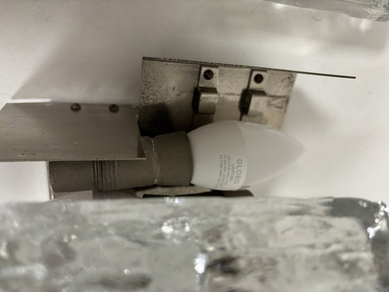 Image 1 of Gran lámpara de pared J.T. Kalmar 'PAN' en cristal hielo y níquel, años 70