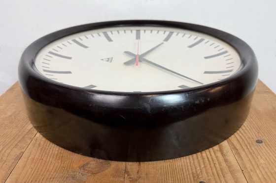 Image 1 of Large Industrial Bakelite Factory Wall Clock from Pragotron, 1950s