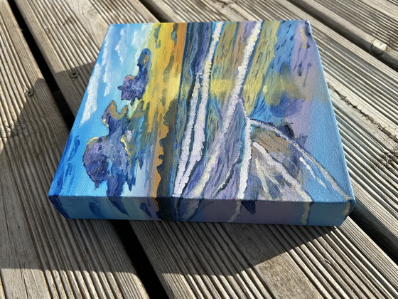 Beach At Twilight - Original Acrylic Painting on 3D Canvas – Paintings & Drawings, Cotton (photo 10 of 13)
