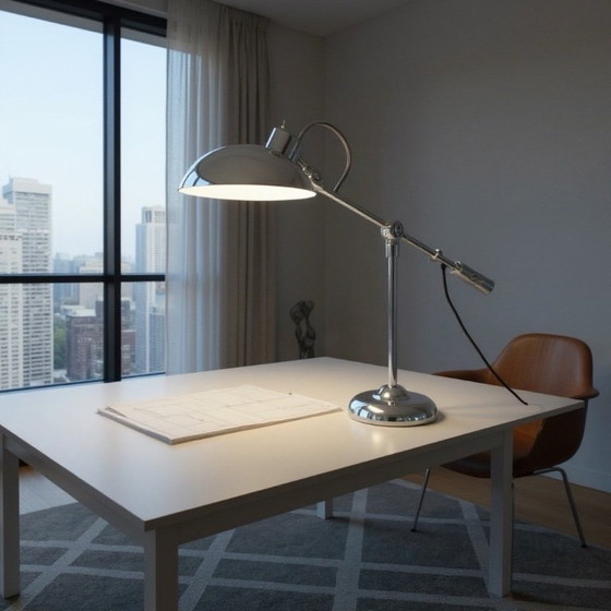 Image 1 of Mid-Century Modern Chrome Adjustable Desk Lamp by Yasuaki Sasamoto for Dulton Co., Japan, 1970sMid-Century Modern Chrome Adjusta