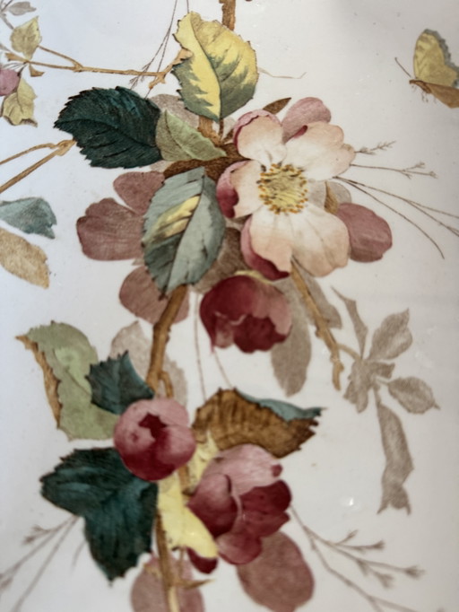 Beautiful Antique Art Nouveau Tray with Hand-Painted Floral Decoration – ca. 1910
