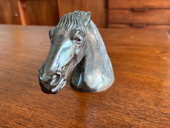Image 1 of 🇫🇷 Apribottiglie color argento a forma di testa di cavallo "HORSE" PARIS