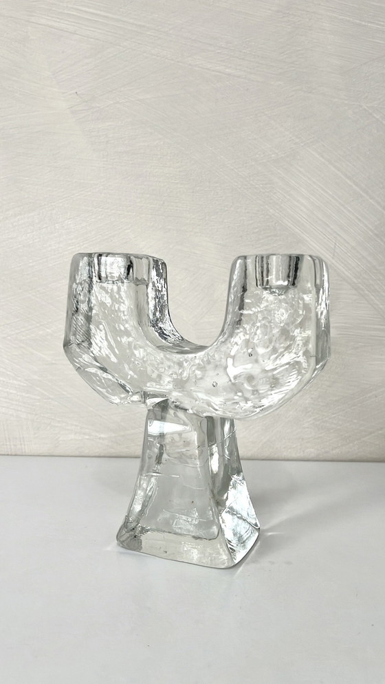 Image 1 of Pukeberg Brutalistisch glazen kandelaar, 1970