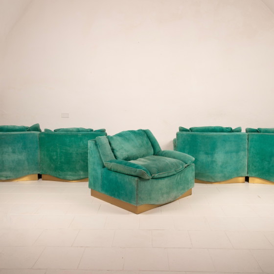 Luciano Frigerio Italiaanse Moderne Suède Fauteuils voor Frigerio Di Desio 1970 – Modulaire banken, Suede (photo 19 of 26)