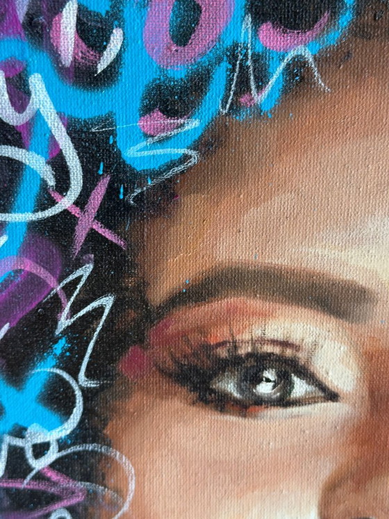 Yadiel Gonzalez quadro donna afro – Dipinti e disegni, Tela (photo 4 of 6)