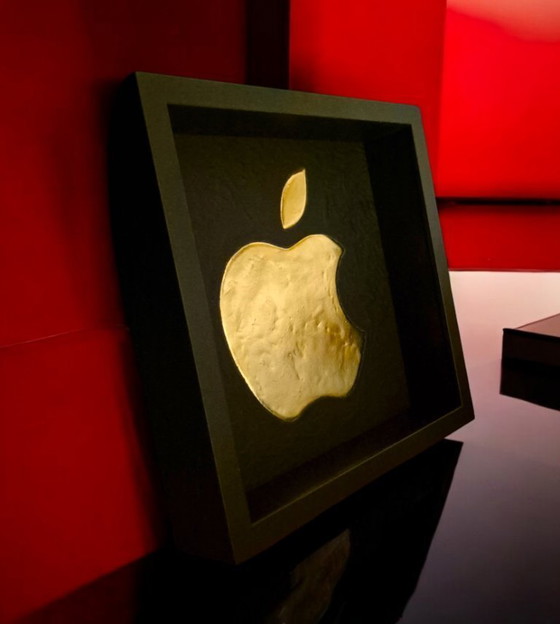 Image 1 of Logo Apple in oro 23 carati dorato in cornice, edizione limitata anni '80
