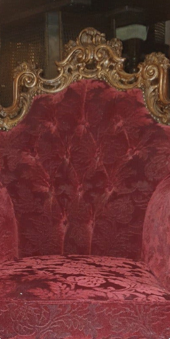 4 Baroque Armchairs – Velvet, Wood (photo 5 of 5)