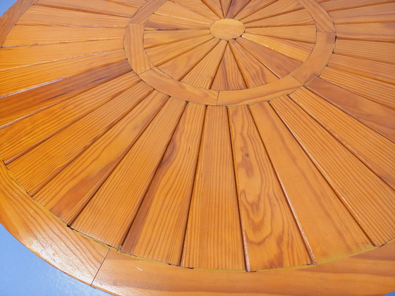 Image 1 of Round vintage pine coffee table from the 70s