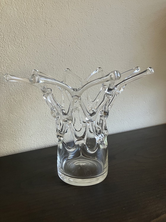 Image 1 of Mouth-blown Crown Vase Art Vase Vintage