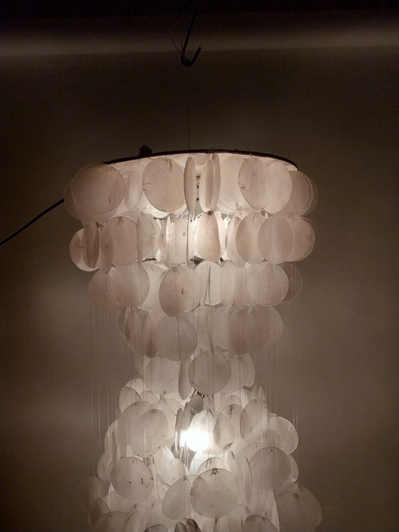 1 x Capiz Pendant Lamp 1970s 105cm high 35cm diameter – Wood, Other (photo 2 of 8)