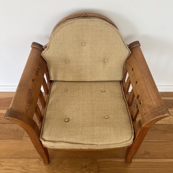 Uno & Östen Kristiansson For Vittsjö Möbelfabrik Pine Wood With Beige Cushions – Armchairs, Textile (photo 4 of 7)