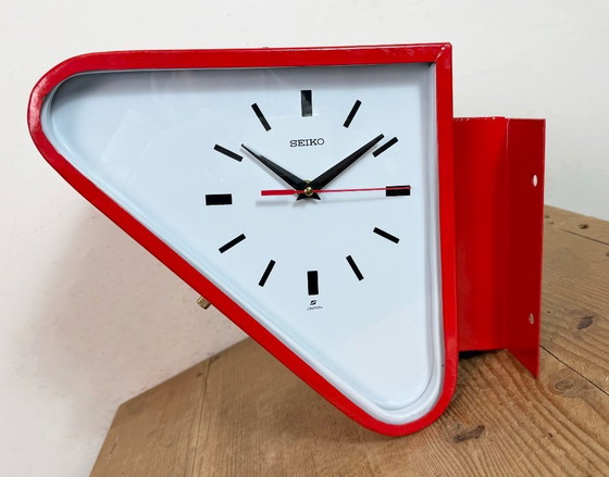 Image 1 of Horloge murale double face Seiko Ships rouge vintage, années 1970