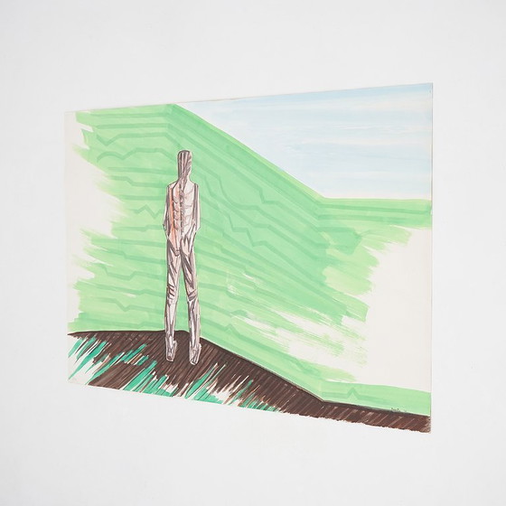 Image 1 of Mario Rossello, technique mixte sur papier, années 1970