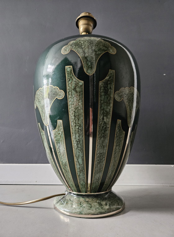 Image 1 of Porzellan-Tischlampe im Art-déco-Stil von Louis Drimmer