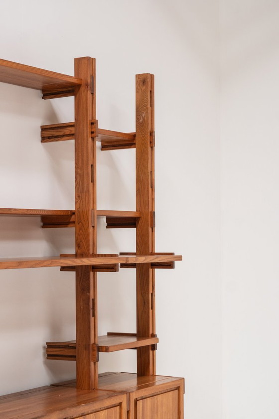 Image 1 of Meuble mural modulaire Galerie l'Orme en orme massif, France 1970