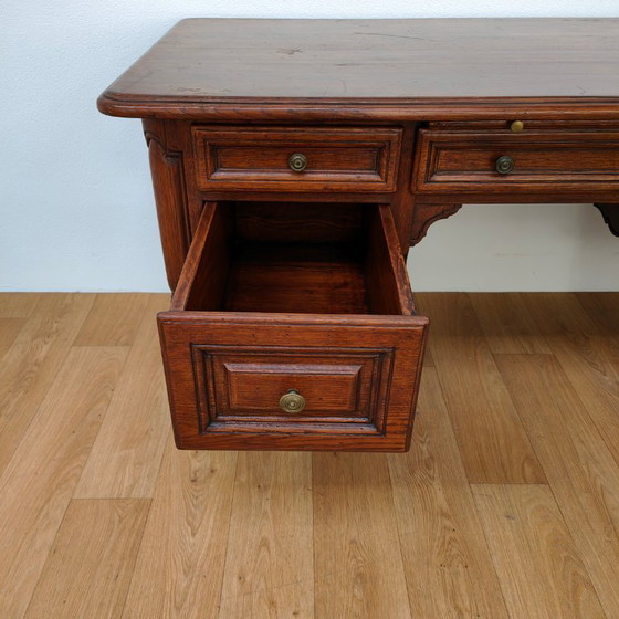 Bureau de banquier ancien en chêne, bureau en bois, bureau – Bureaux, Wood (photo 5 of 17)