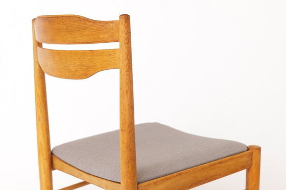 Image 1 of Set of 6 Vintage Dining Chairs 1970s, Beechwood & Teak Chairs, Mid Century Wooden Dining Chairs, Newly Upholstered