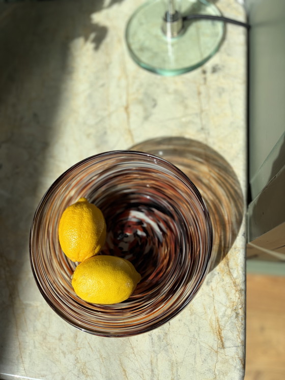 Vintage Murano Style Glass Bowl – Turtle / Tortoiseshell Swirl – Ø 20 cm – Table accessories (photo 5 of 8)