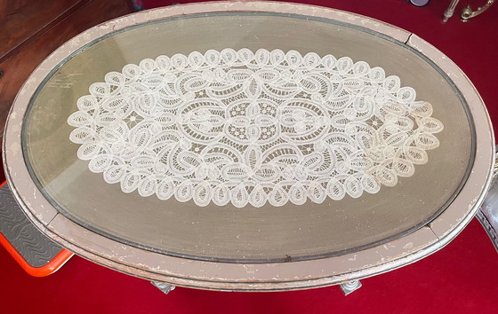 Image 1 of Louis Seize seating group: sofa, 4 chairs, table