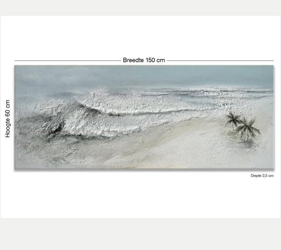 Tableau de plage et de mer avec palmier - 60 x 150 cm - XXL – Peintures et dessins, Canvas (photo 4 of 7)