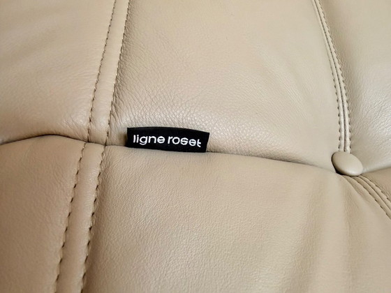 Canapé d'origine Ligne Roset en cuir Togo — Ensemble 4 pièces — Diva Lin/Indigo — avec documentation (photo 8 of 15)