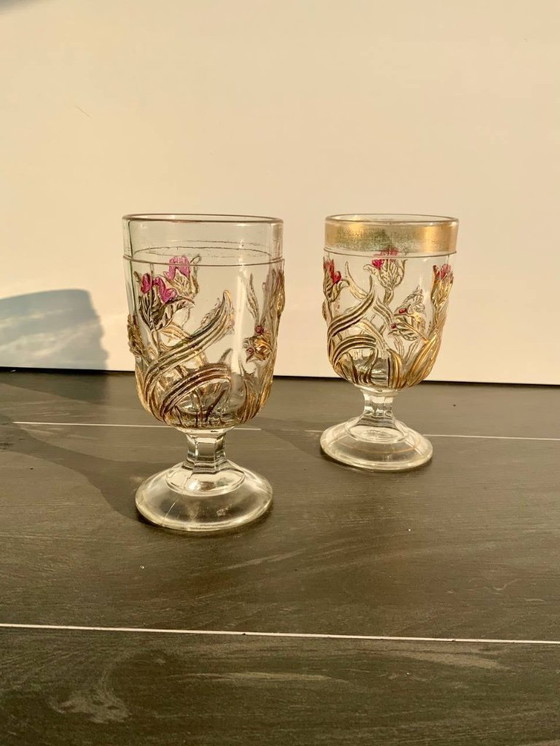 Image 1 of Coppia di bicchieri da vino/acqua in stile Art Nouveau - Josef Inwald - Boemia, c. 1914