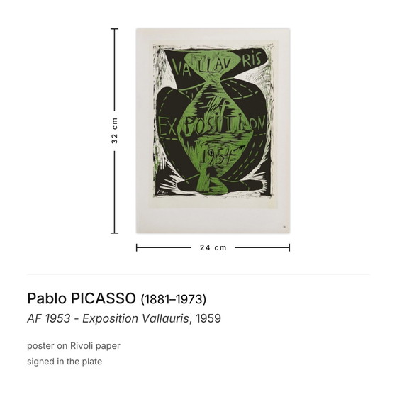 Image 1 of Pablo PICASSO AF 1953 - Plakat der Ausstellung Vallauris 1959
