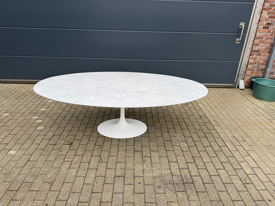 Image 1 of Original oval Knoll Tulip dining table (244cm) Carrara marble