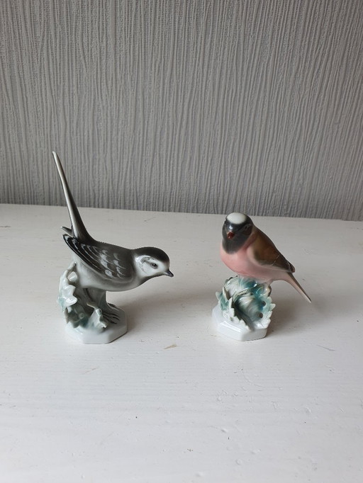 Lot de 2 oiseaux en porcelaine Unterweißbach (Heinz Schaubach)