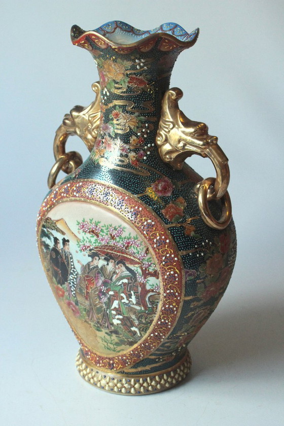 Image 1 of Magnificent Chinese vase, amphora-shaped, ceramic, vintage, mid-century, ceramic vase made in China