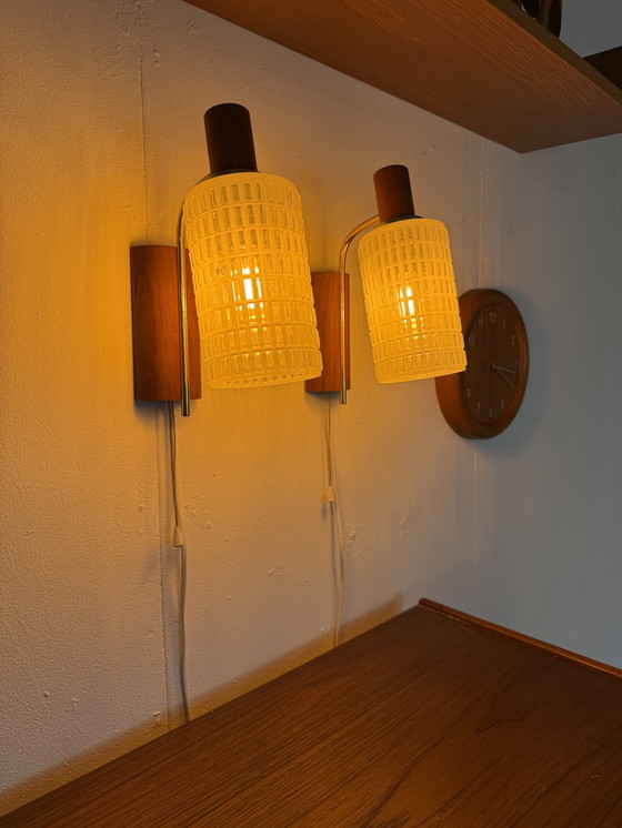 Image 1 of Ensemble de 2 appliques murales danoises vintage, années 1960