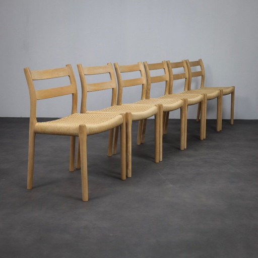 Ensemble de 6 chaises de salle à manger modèle 84 de Niels Otto Møller, années 1970