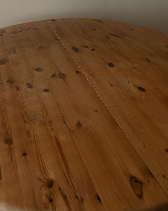 Image 1 of Vintage Danish Pine Round Extendable Dining Table Modul Møbler, Vinderup A/S 1980s