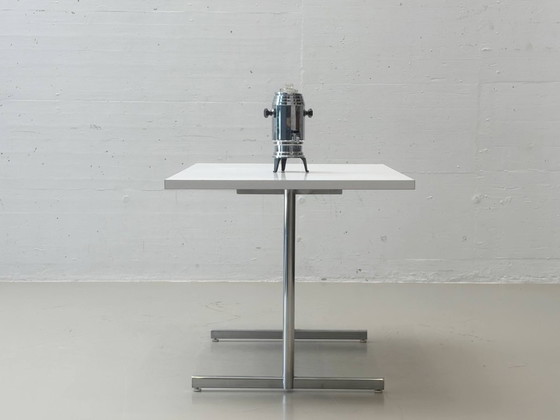 Tavolo da lavoro con struttura in acciaio cromato, anni '80/'90 – Scrivanie, Wood, Chrome (photo 3 of 7)