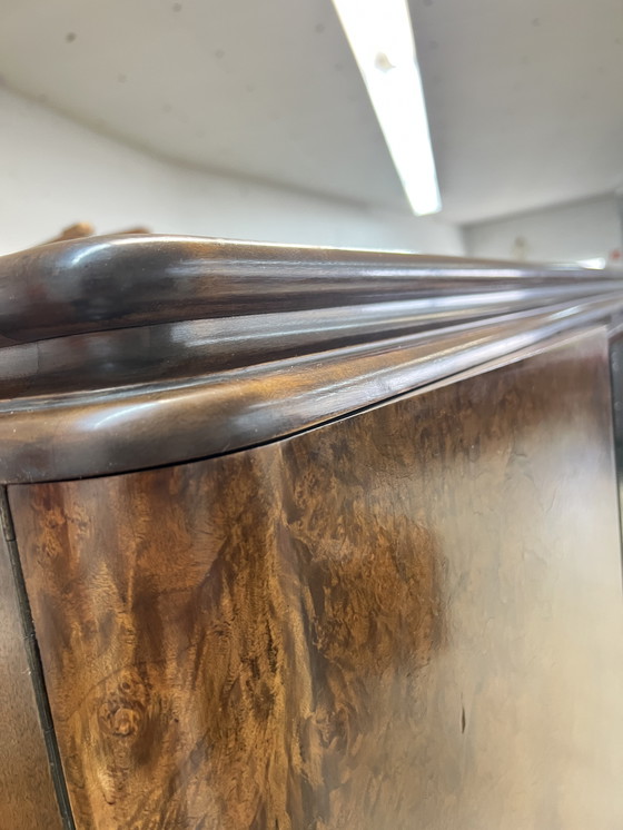 Image 1 of Art Deco bookcase/wall cabinet - Germany around 1930 - by EHD made of walnut with veneered fronts