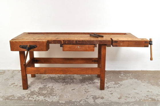 Image 1 of Vintage Beuken- en Eikenhouten Werkbank Nooitgedagt / Dressoir