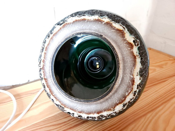 Image 1 of Keramieken aardewerken vintage hanglamp van Herda, west germany fat lava stijl, keramische retro, groene hanglamp