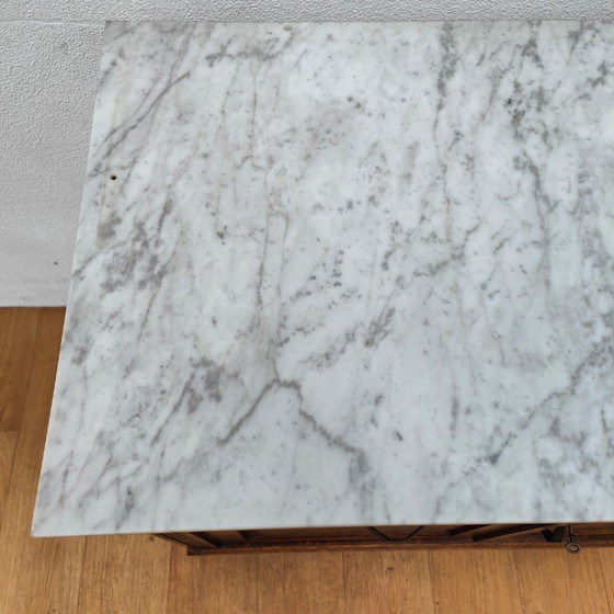 Image 1 of Vintage Antiek dressoir commode ladekast badkamermeubel met marmer blad