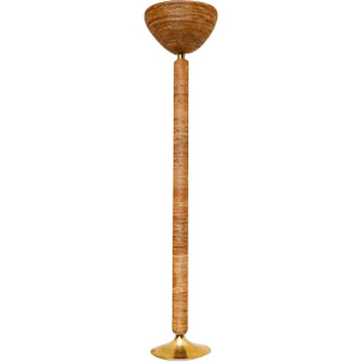 Vintage vloerlamp modern bruin rotan Italië