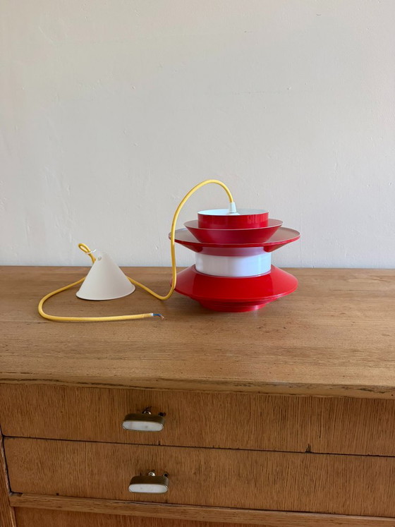 Vintage Carl Thore Trava hanglamp - Zweedse designlamp, Granhaga, Hanglampen, Aluminium, Rood (foto 6 van 10)